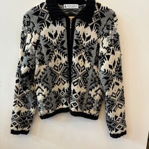 VTG marsh landing size S festive sweater zipper mixed wool